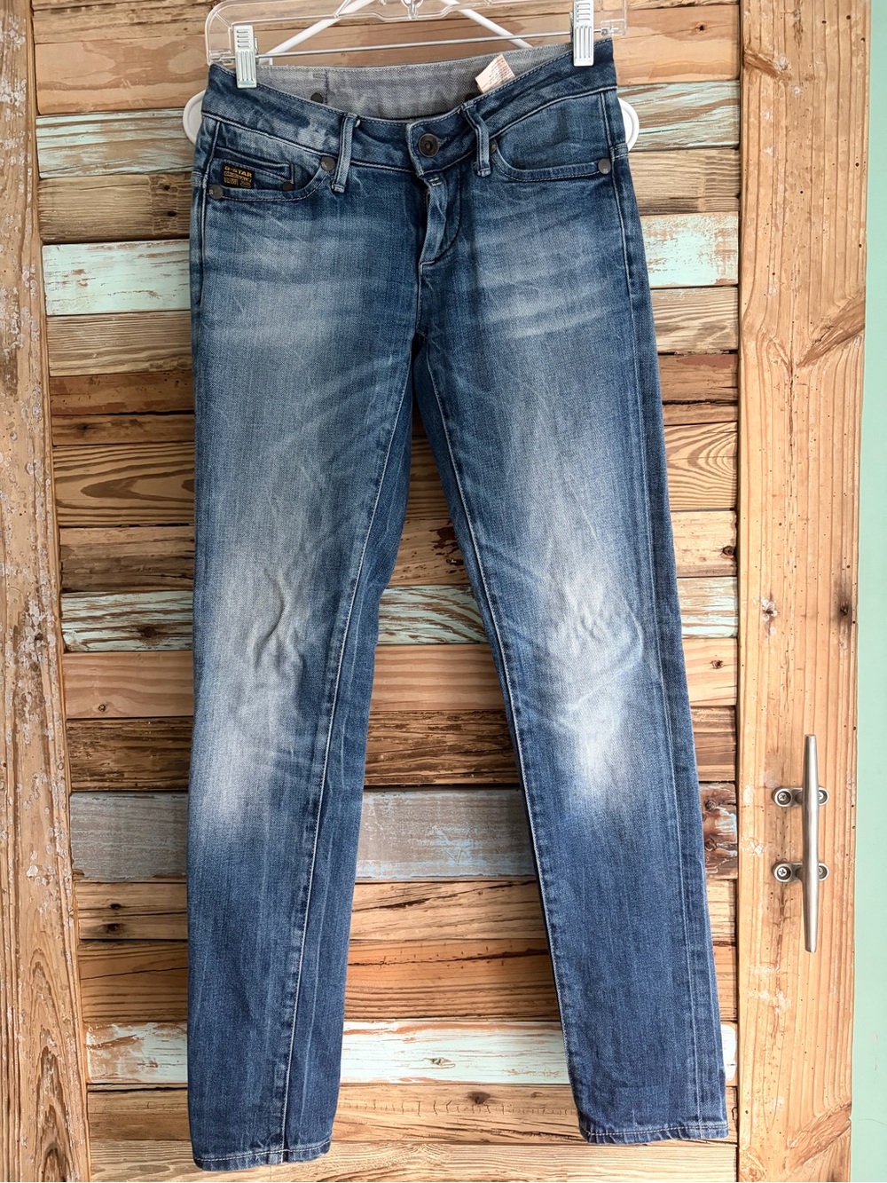 G-Star RAW Women’s Jeans W24 L30 Faded Blue Slim Straight Premium Denim